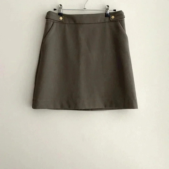 H&M Olive Green A-Line Skirt with Gold Buttons, Skirt for Work, Size 10 - Picture 2 of 16